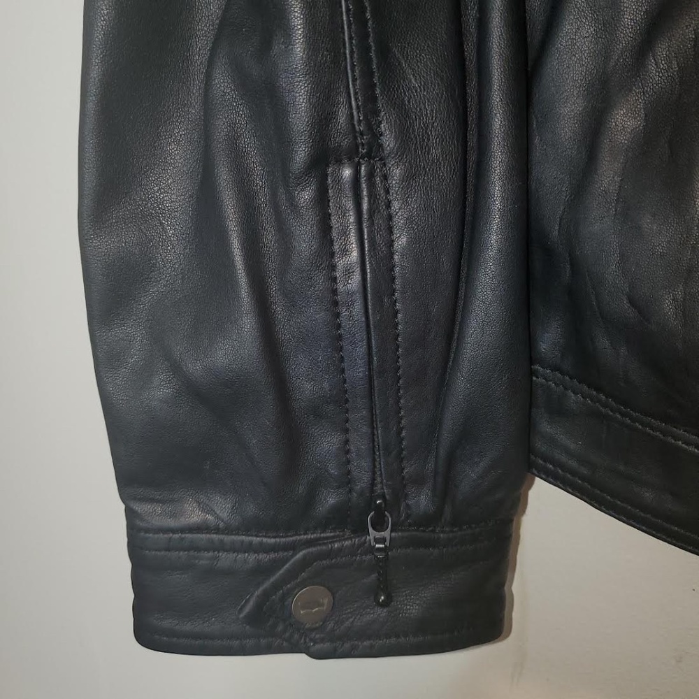 Mens Premium Black Cafe Racer Lambskin Leather Jacket - Picture 9 of 16